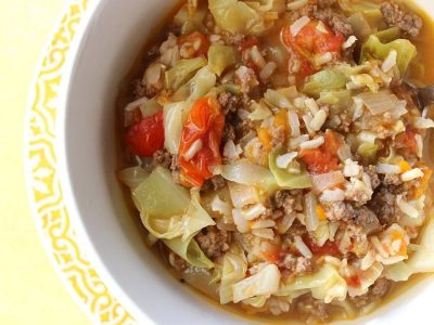 lazy cabbage rolls in a bowl